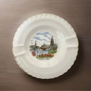 Vtg Porcelain Souvenir Dish Ashtray REUTTER W Germany Frankfurt Main River Scene